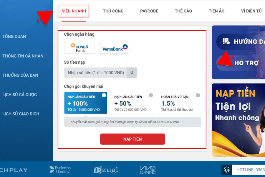 Hướng Dẫn Nạp Rút Tiền Sin88 5 Hướng dẫn nạp rút SIN88 siêu nhanh