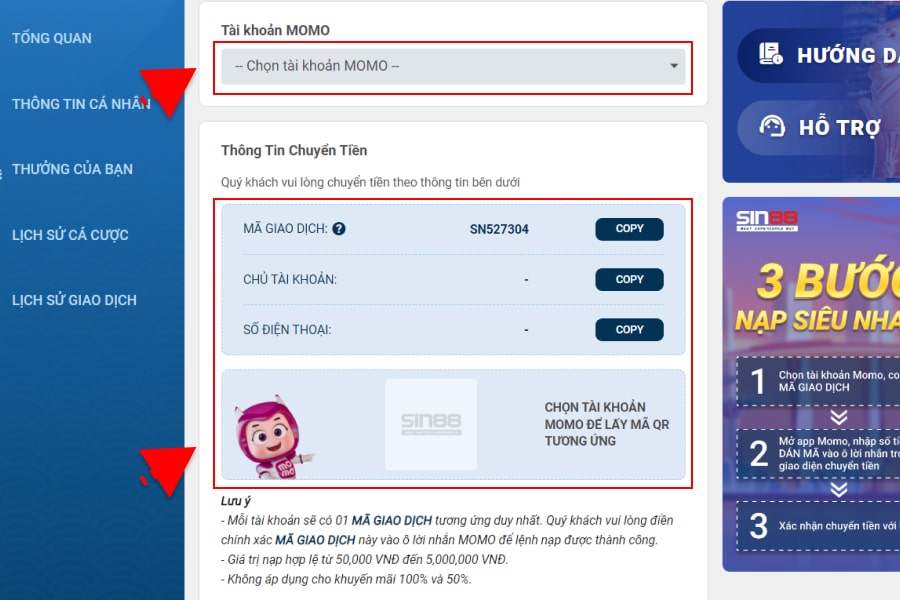 Hướng Dẫn Nạp Rút Tiền Sin88 4 Hướng dẫn nạp rút SIN88 ví điện tử