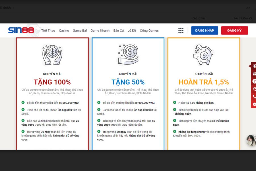 Khuyến Mãi Sin88 2 Có 3 khuyến mãi Sin88 hấp dẫn nổi bật nhất